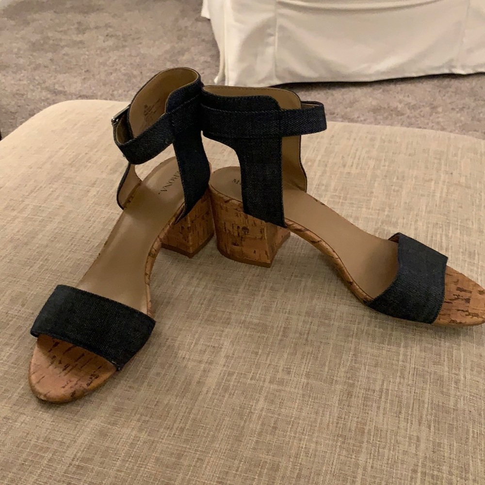 MERONA Cork heel with blue fabric